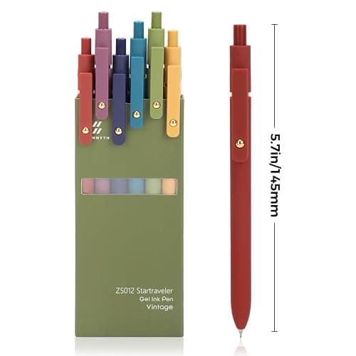 Ddaowanx Gel Pens, 12 Pcs 0.5mm Quick Dry Black Ink Pens Fine Point Smooth Writing Pens, Cute Office School Supplies Gifts for Women (12 Pcs Vintage-Black Ink) thumbnail 3