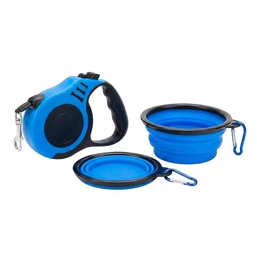 PETIMP Retractable Dog Leash Lightweight 16FT Leash Claw Print, with Folding Bowl,Dispenser,Rubbish Bags, for Small Medium Dogs(Blue) thumbnail 7