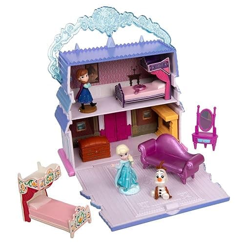 DISNEY STORE Official Frozen Castle Micro Play Set, Micro Toy Set Includes Elsa, Anna & Olaf Micro Figures, Travel Toy Portable Playset with Handle, Travel Toys with Surprise Reveals thumbnail 4