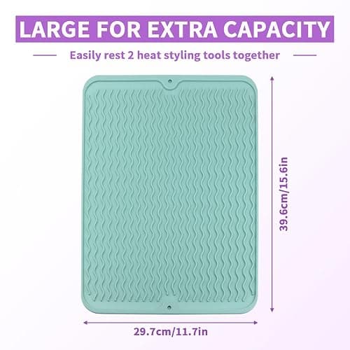 Oversize Silicone Heat Resistant Mat, Heat Mat with for Curling Iron, Travel Cover Cushion for Curling Irons, Hair Bands and Styling Tools(15.7" X 11.8") (Pink) thumbnail 2