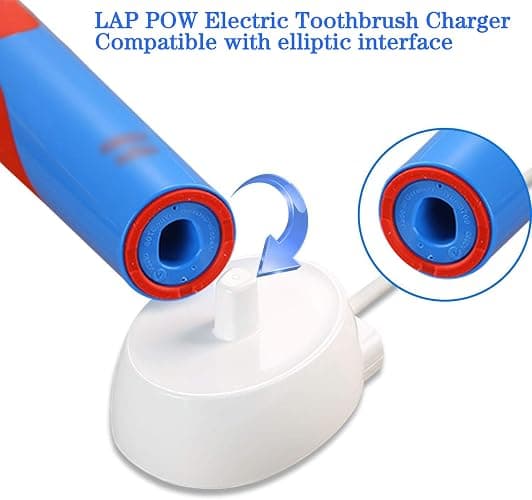 LAP POW Replacement Charger Compatible with Oral B Electric Toothbrush Series 3 4 5 6 Pro 1000/3000/5000, Inductive Charging Base Portable Waterproof Power Cord Environmental ABS, Model XT-3757 White thumbnail 2