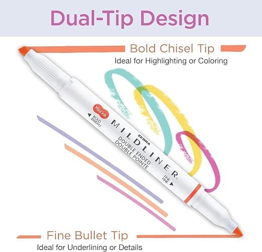 Zebra Pen Mildliner Dual-Tip Highlighter Set, Broad and Fine Point Tips, No Bleed, Ideal for Bible Highlighting, Giftable Art Supplies and Teacher Gifts, Neutral Vintage Ink Colors, 15-Pack (78315) thumbnail 2