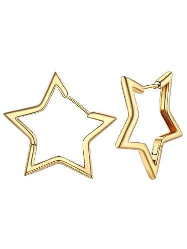 PROSTEEL Star Hoop Earrings for Women, 20mm/30mm/40mm/50mm/60mm, Small/Big Star Hoops, Non Tarnish Brass with14K Gold/Black Plated, Hypoallergenic, Jewelry Gift for Her - Image 1