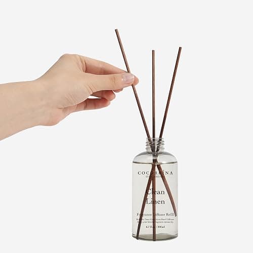 Cocorrína Clean Linen Scented Reed Diffuser Oil with 8 Sticks Fragrance for Bedroom, Bathroom, Oil Diffuser, Home Décor, 6.7 fl oz. (200 ml) thumbnail 3