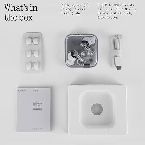 Nothing Ear (3) Wireless Earbuds Super Mic 45dB Hybrid Active Noise Cancelling Bluetooth Headphones Hi-Res 6 Mics, 12mm Dynamic Bass Boost, Dual Connect ANC Sport Ear Buds for iPhone Android, Black thumbnail 10