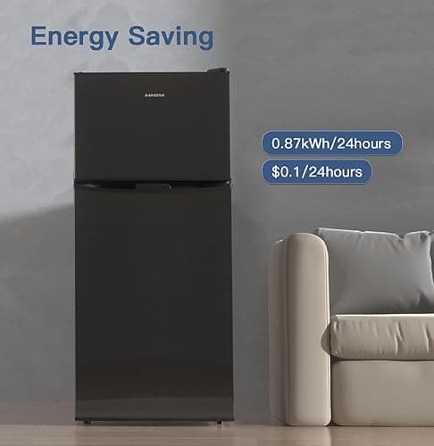 BANGSON 4.0 Cu.Ft Small Refrigerator with Freezer, Small Fridge with Top Freezer, for Apartment, Bedroom, Dorm, and Office, Double Door, Black - 4.0 Cu.Ft - Black(upper freezer) thumbnail 3