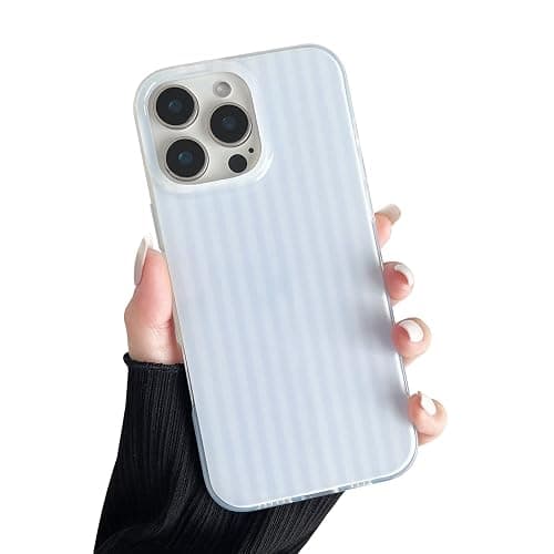 Sayoaho Compatible with iPhone 12/12 Pro Case, Fashion Cute Striped Aesthetic Design for Women, Soft TPU Shockproof Phone Case for iPhone 12/12 Pro 6.1 inch, Blue - Image 1