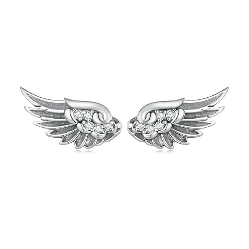 925 Sterling Silver Angel Wing Feather Stud Earrings for Women,Jewelry Gift for Friend Mom - Image 1