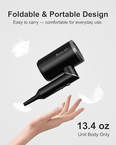 ANNLARY Plasma Ion Hair Dryer with Diffuser for Curly Hair, 1800W Fast Drying Blow Dryer with Comb, Lightweight and Low Noise Hairdryer for All Hair Types, Foldable Design for Travel thumbnail 5