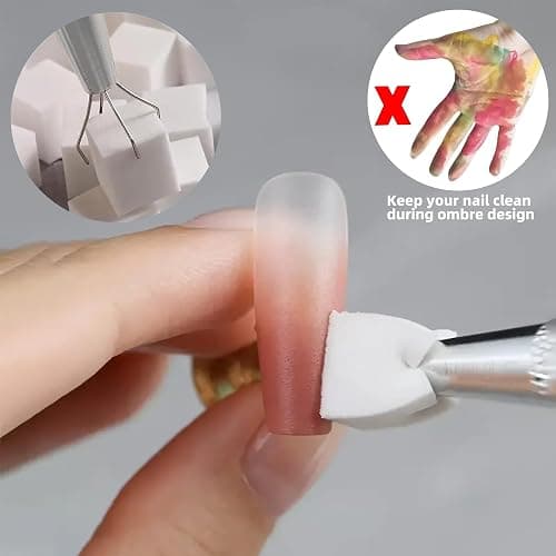 100Pcs Soft Nail Sponges for Ombre Mini Nail Art Sponges With Grabbing Pen Aura Nail Gradient Brush for Gel Nail Polish Sponge thumbnail 4