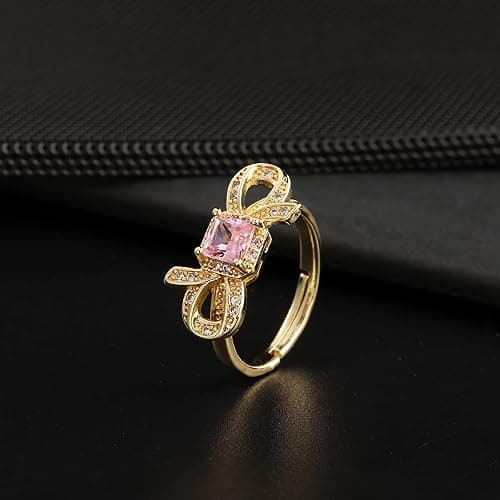 Aisza Gold-Plated Butterfly Rings - Vintage Snake Statement Rings with Cubic Zirconia for Women Adjustable Open Rings thumbnail 2