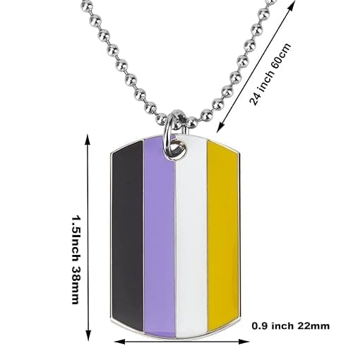 COLDDOX Progress Pride Dog Tags Pendant Rainbow Pride Gift LGBT Necklace - Nonbinary LGBT thumbnail 2