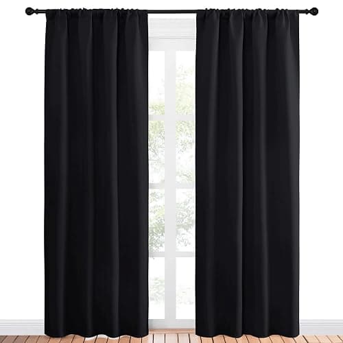 NICETOWN Halloween Living Room Blackout Shades - All Season Rod Pocket Thermal Insulated Solid Blackout Curtains/Drapes for Living Room (Set of 2, 42 inches by 84 Inch, Black) - Black - 42"W x 84"L (Pack of 2) thumbnail 3