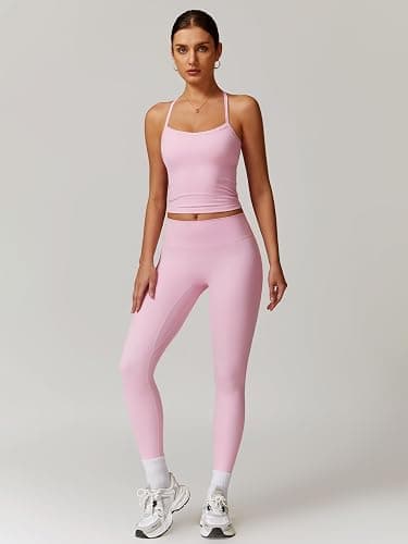 ABOCIW Workout Sets for Women 2 Piece Padded Sports Bra Tank Top High Waist Leggings Sets Gym Yoga Work Out Clothes thumbnail 3