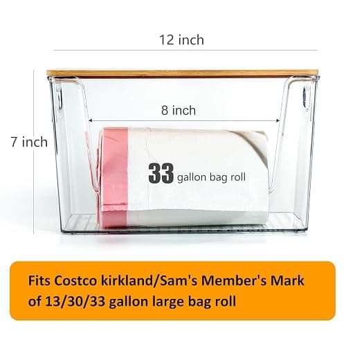 2 Pack Trash Bag Holder Dispenser, Extra Large Garbage Bags Holder, Stackable Trash Bag Holder with Bamboo Top for Laundry Room & Under Sink thumbnail 3
