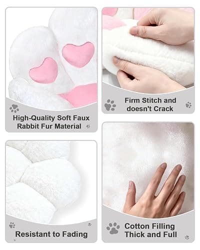 DOBUONO Cat Paw Cushion Cute Chair Cushion Kawaii Seat Cushion 28"x 24"Gaming Chair Cushion Soft Chair Pillow, Kawaii Accessories Stuff Room Decor (White Heart-Shaped) thumbnail 5