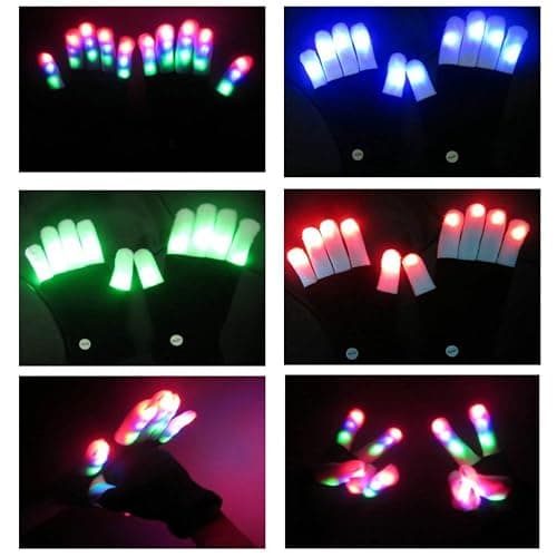 XISFORX 7 colors light show LED Gloves Rave Light Finger Lighting Flashing Glow Mittens thumbnail 3