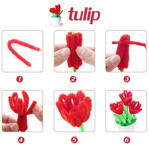 100 Pieces Pipe Cleaners Chenille Stem, Solid Color Pipe Cleaners Set for Pipe Cleaners DIY Arts Crafts Decorations, Chenille Stems Pipe Cleaners (Red) thumbnail 5