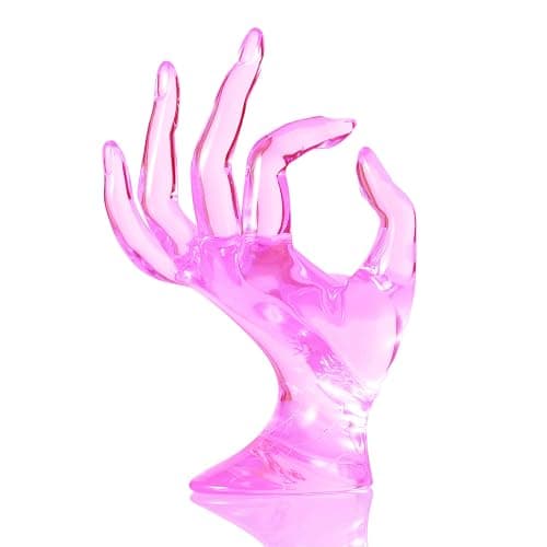 HOMEGOAL Ring Holder, Pink Room Decor, Hand Jewelry Display Holder, Danish Pastel Room Decor, Preppy Decor, Mannequin Hand, Polyresin, 7 Inch (Pink) thumbnail 5