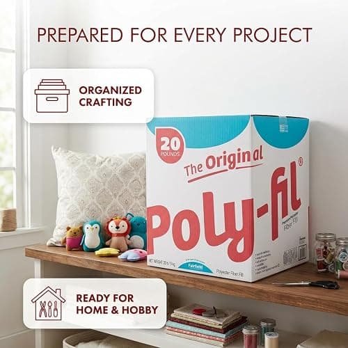 Fairfield The Original Poly-Fil, Premium Polyester Fiber Fill, Soft Pillow Stuffing, Stuffing for Stuffed Animals, Toys, Cloud Decorations, and More, Machine-Washable Poly-Fil Fiber Fill, 20 lbs. Box thumbnail 8
