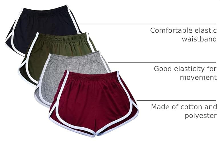 Cameway 4 Pack Women's Cotton Yoga Dance Short Pants Sport Shorts Summer Athletic Cycling Hiking Sports Shorts thumbnail 4