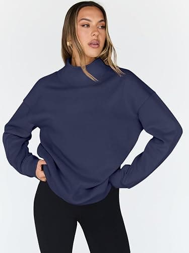 Trendy Queen Womens Oversized Sweatshirts Turtleneck Pullover Long Sleeve Hoodies Tops Fall Fashion Outfits 2025 Clothes thumbnail 2