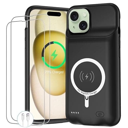 Battery Case for iPhone 15, Upgraded 10000mAh Portable Protective Charging Case with Wireless Charging Compatible with iPhone 15 (6.1 inch) Rechargeable Battery Pack Charger Cover with Carplay (Black) - Image 1