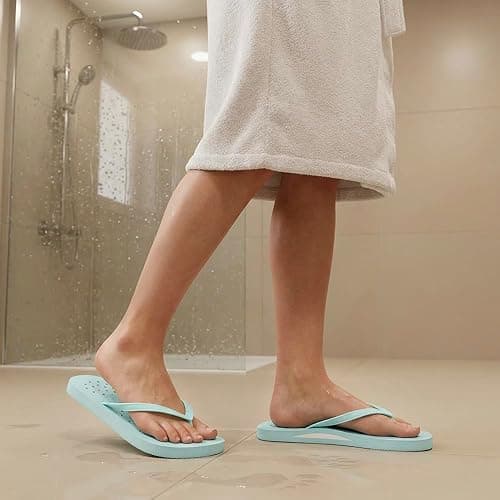 WIDE TOE BOX Women's Quick-Dry Shower Shoes Non-Slip Flip Flops with Arch Support & Drainage Holes for Beach, Pool, Dorm, Bathroom, Spa, Gym & Travel thumbnail 8