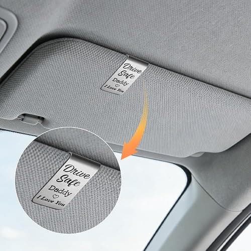SRWNFOS Drive Safe Daddy Car Visor Clip, Funny Stainless Steel Visor Clips for Cars, Safe Driving Reminder for Dad, Daddy Car Accessories, New Car Gifts for Father, Father's Day Birthday Gifts for Dad thumbnail 3