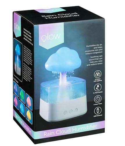 Glow Rain Cloud Humidifier with 6 Colour LED Night Light | 3 Rain Modes, 4 Hour Timer, USB Powered, Soothing Rain Sound, Moisturises Skin thumbnail 2