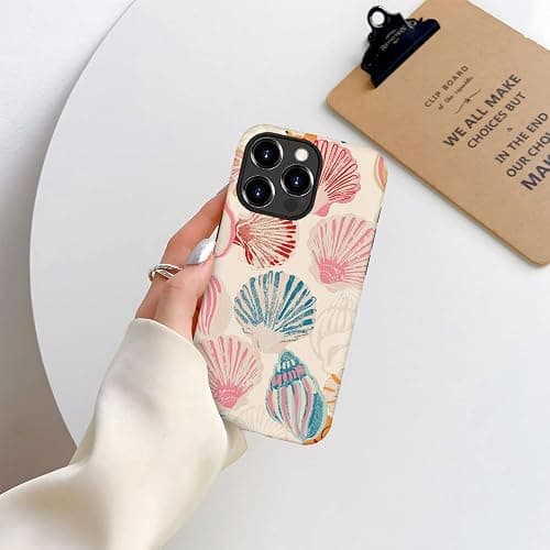 Compatible with iPhone 14 Pro,Durable & Shockproof Phone Case Cover Design - Pink Seashell Watercolor thumbnail 4