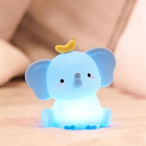 Elephant Lamp, Elephant Cute Night Light Gifts, Rechargeable Bedside Nightlight, Dimmable Squishy Silicone Animal Touch Lamp, Baby Room Decor, Small Night Light for Kids Teens Boys Girls Lovers - Image 1
