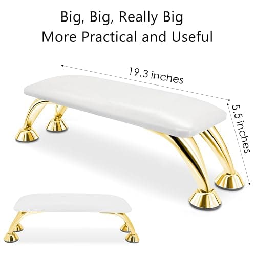 Arm Rest for Nails Tech Soft Comfortable, Nail Arm Rest Anti-Slip, Microfiber Leather Manicure Hand Rest for Nails Tech Armrest Stand with Gold Stainless Steel Legs thumbnail 7