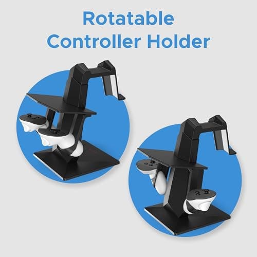 Digicharge VR Headset Stand for Meta Quest 3S / Quest 3 Oculus Quest 2 VR Mount Display Storage for Headset and Touch Controllers - Black thumbnail 4