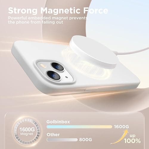 💕 GolbinBox Magnetic for iPhone 15 Case, Compatible with MagSafe, [Soft Anti-Scratch Microfiber Lining], Slim Liquid Silicone Shockproof Protective Phone Case for iPhone 15 6.1 inch, White thumbnail 3