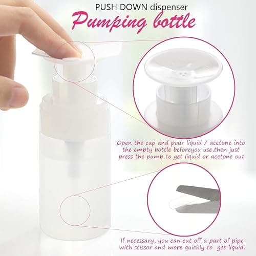 3Pcs Pump Dispenser, Push Down Polish Makeup Cleanser Alcohol Liquid Acetone Pump Dispenser, for Nail Art Polish Makeup Remover Liquid Bottle Tools(120ml 150ml 200ml) thumbnail 7