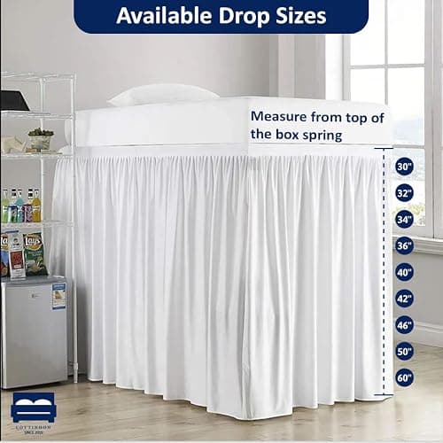 Cottingon Dorm Room Bed Skirt, 100% Microfiber, White, Twin XL-46 Drop thumbnail 3