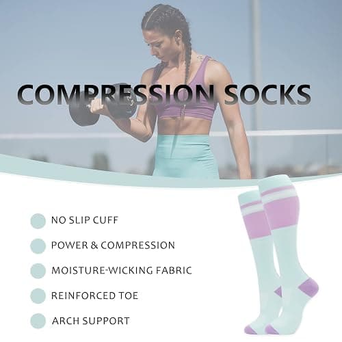 fenglaoda Compression Socks for Women Men 3 Pairs Graduated Compression Support Circulation Socks for Nurses thumbnail 2