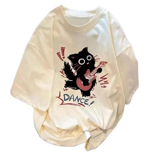 Women Vintage T-Shirt Y2K Cat Graphic Harajuku Tee Tops Summer Emo Grunge Oversized Streetwear Preppy Gothtic Clothes - Image 1