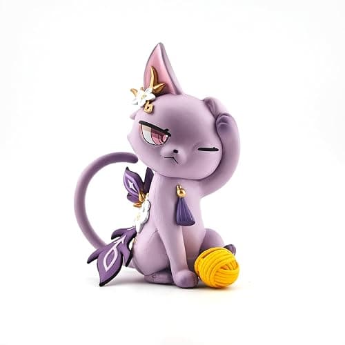 GOLEHS Genshin Impact Cat Figurine - 3.75" Cute Anime Collectible Figure, Diluc/Childe/Keqing, Gift for Fans and Cat Lovers, thumbnail 2