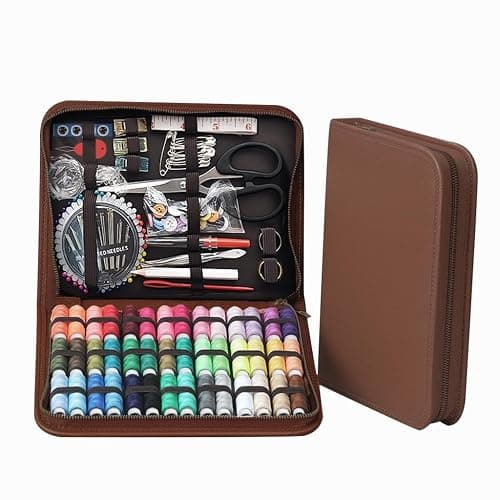 Obear Sewing Kit for Adults: 170 Pcs Sewing Supplies for Hand Mending Clothes, Emergency Repair for Home Travel Dorm, Brown (Gift for Mom, Grandma, Students) - Image 1