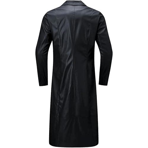 Maiyifu-GJ Mens Retro Faux Leather Trench Coat Full Length Steampunk Long Overcoat Vintage Open Front Cardigan Jacket thumbnail 4