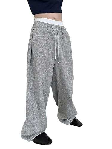 SHENHE Men's Baggy Pants Wide Leg Drawstring Waist Loose Sweatpants with Pockets - Image 1
