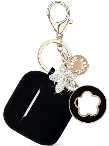 Koujaon Airpods 4 Cases Silicone Protective Case for Airpod 4 with Bling Keychain for Apple AirPods 4th Generation Wireless Earbuds with Cleaner Kit (Black) thumbnail 2