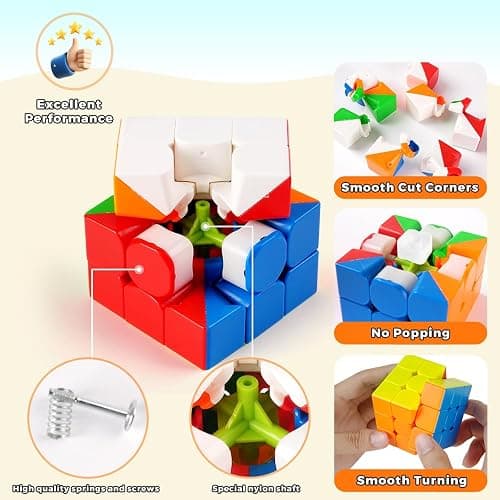 Speed Cubes, [8Pack] Magic Cubes，Puzzle Cube - Megaminx Mirror Pyramid 2x2 3x3 4x4 5x5 Puzzle Cube Collection Speed Cube Bundles for Kids& Adults thumbnail 5