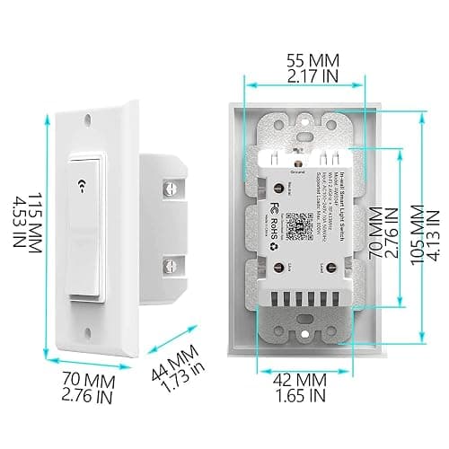 Smart Light Switch with Bluetooth Remote, Single Pole One-Way WiFi Wall Switch, Smart Life App & Voice Control, Compatible with Alexa & Google Assistant, Neutral Wire Required, No Hub Needed thumbnail 5