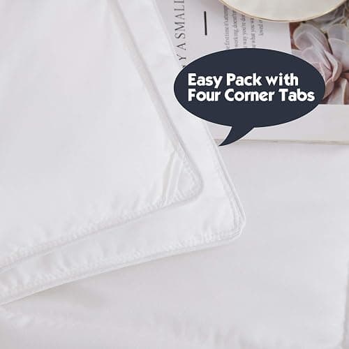 HIG 3pc Down Alternative Comforter Set - All Season Reversible Comforter with Two Sham - Quilted Duvet Insert with Corner Tabs - Box Stitched - Breathable, Soft, Fluffy (Twin/Twin XL, Pure White) thumbnail 5