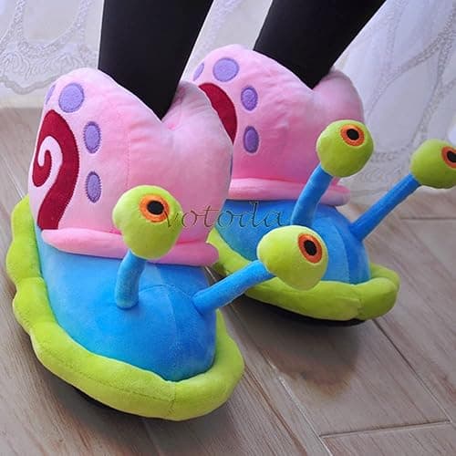 UKKO Slippers Winter Cartoon Women Cute Snail Home Plush Shoes Indoor Cozy Flat Slides Furry Warm Cotton Slipper Girl-Light Blue thumbnail 2