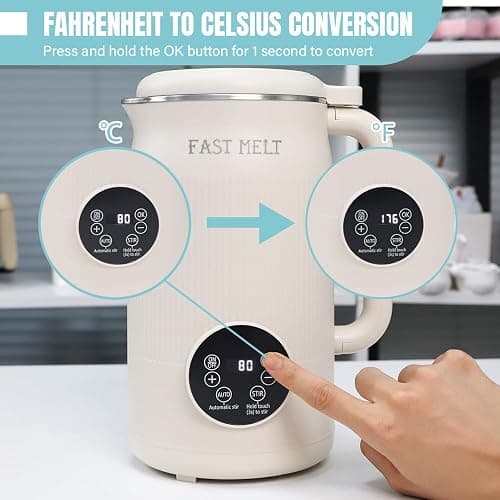 TOAUTO Wax Mixer Machine for DIY Candle Making, 1.2L Electric Wax Melter with Automatic Stirring, Digital Temperature Control 140℉-212℉, Stainless Steel Inner Pot, 800W AC120 thumbnail 6
