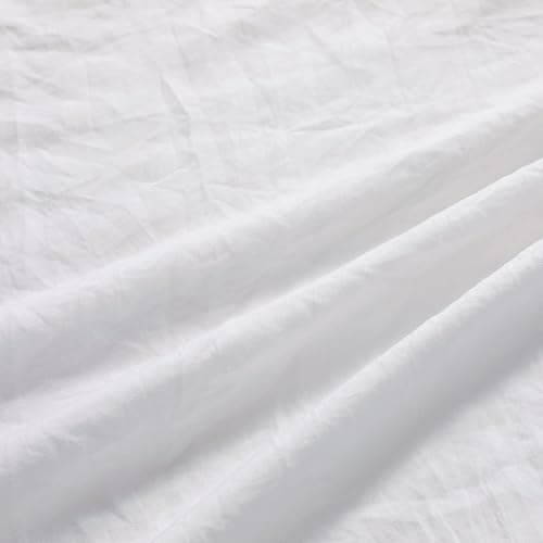 CAROMIO White Ruffle Duvet Cover Queen Size, 3PCS Soft Washed Microfiber Vintage French Country Duvet Cover Set for Queen Bed, White, 90x90 in thumbnail 5